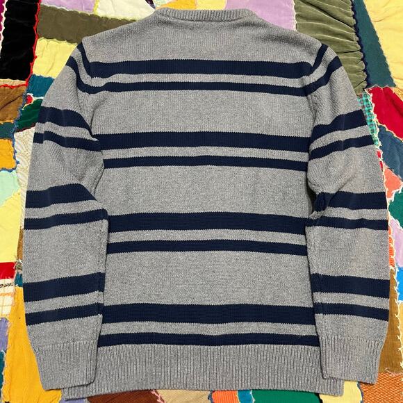 Chaps Grey/Navy Striped Sweater Medium - Picture 2 of 6